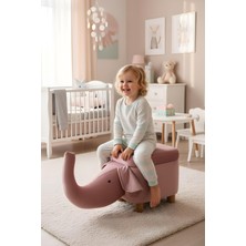 Lumisgarden Fil Figürlü Sandıklı Oturma Pufu & Oyuncak Sandığı – Ahşap Ayaklı,