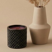 Stworkshop Dekoratif Mum Hediyelik Özel Tasarım Kapaklı Siyah Taş Kap: Mistik Amber Kokulu  Vegan Soya Wax Mum 250GRV