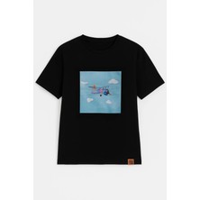 Markapia Man Erkek Bisiklet Yaka %100 Pamuk Helikopter Baskılı T-Shirt