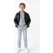 Esila Kids Erkek Çocuk Deri Ceket Düğmeli 6-14 Yaş