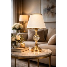 Evlight Verona Abajur Altın Renkli Metal Malzemeli Modern Tasarım Ev Dekorasyonu