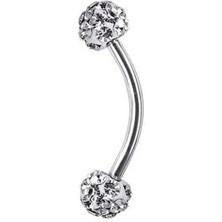 Jaida Moda Kadın Cerrahi Çelik Shambala Taşlı İki Ucu Kaş ve Rook Piercing Gümüş Renk Zirkon