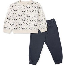 Ebebek Hello Baby Hellobaby Hellobaby Erkek Bebek Eşofman Takımı Hayvan Baskılı Bağcıklı Crew Neck Uzun Paça Uzun Kol