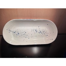 Kachkırhome Seramik Kayık Tabak Servis Sunumluk 30 cm Uzunluk Mavi Marine