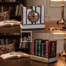 İki Yedi Konsept Fatih Sultan Mehmet Figürlü Kalemlikli Masa Saati Kitap Tasarımlı Ofis Hediyesi Osmanlı Dekor Tarih