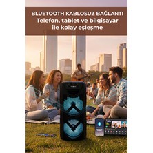 Teknoloji Gelsin GTS-1550 Bluetooth Hoparlör Kablosuz Speaker 2x4 Inç 23CM Rgb Işık Ses Bombası Fm/aux/sd Flash Parti