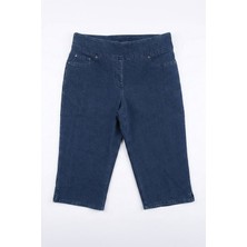 Markapia Kadın Yüksek Bel Likralı Esnek Koyu Mavi Jean Kapri