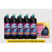 Domestos Ferah Güç Yoğun Kıvamlı Çamaşır Suyu 693 ml x 5 Adet (Koroplast Renk Renk 5'li Mutfak Bezi Hediye)