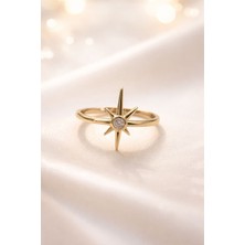 925 Ayar Gümüş Kutup Yıldızı Yüzük – Zirkon Taşlı Ayarlanabilir North Star Yüzük | Silveria Jewels