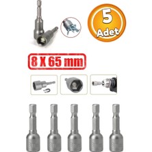 Skygo Manyetik Somun Civata Sıkma Adaptörü Çap 8 mm M8 Trapez Çatı Vidası Sıkma 8X65 mm Mıknatıslı 5 Adet