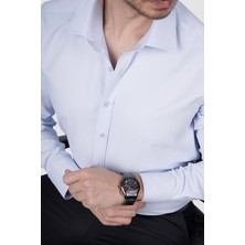 Etikmen Açık Mavi Saten Slimfit Erkek Gömlek
