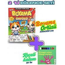 Boyama Örtüsü ve Keçeli Kalem ile 2'li Set Eğitici Oyun Halısı Matı 150 x 100 cm