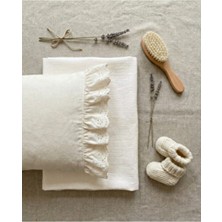 Lüks Fisto Işlemeli %100 Pamuk 2 Katlı Müslin Lastikli Bebek Çarşaf ve Yastık Seti - Yumuşak Dokulu