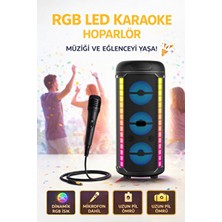 Omaze Rgb LED Karaoke Bluetooth Hoparlör Siyah Renkli Mikrofon Dahil Taşınabilir Kablosuz Speaker