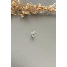 Jaida Moda Gümüş 316L Cerrahi Çelik Şimşek Figür Tragus Helix Piercing Parlak Unisex Aksesuar