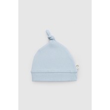 Little Gusto Organik Pamuklu Düğümlü Kaşkorse Modal Yenidoğan Şapka Mavi