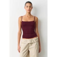 Madmext Koyu Bordo Ayarlanabilir Kopçalı Askı Kadın Atlet MG2676