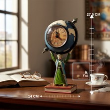 İki Yedi Konsept Fatih Sultan Mehmet Figürlü Dünya Küreli Masa Saati Osmanlı Temalı Ofis Dekoru Tarihi Hediyelik Şık