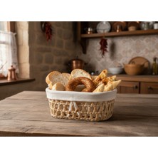 Bigadan Yöresel Dekoratif Desenli Hasır Ekmek/Sebze/Meyve Sepeti