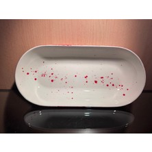 Kachkırhome Seramik Kayık Tabak Servis Sunum Salatalar Mezeler Için 30CMUZUNLUK