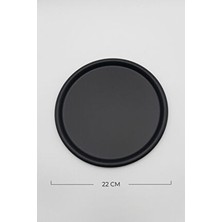 Esina 1 Parça Siyah Metal Sunum Tepsi Dekoratif Kahve Çay İçin 22 cm Ebatında