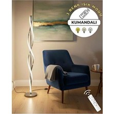 Ömür Avize Dominik Tasarım Gri Alüminyum Kumandalı Ledli Lambader 3 Renk Işık Özelliği