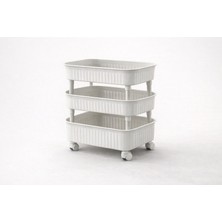 Lossa 3 Katlı Tekerlekli Organizer Sepet | Çok Amaçlı Düzenleyici Raf, Beyaz  Alternatif Başlık (D