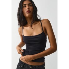 Madmext Siyah Ayarlanabilir Kopçalı Askı Kadın Atlet MG2676