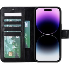 Gp Iguana Apple iPhone 15 Pro Max Uyumlu Deri Cüzdanlı Kılıf Mwwn Rst1 Siyah