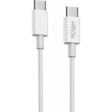 Schitec 60W Type-C To Type-C Data ve Hızlı Şarj Kablosu Telefon, Tablet, Laptop Uyumlu Beyaz SK004
