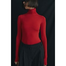 Suud Collection Kırmızı Boğazlı Tensel Body