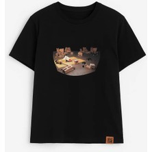 Markapia Man Erkek Bisiklet Yaka %100 Pamuk Blok Baskılı T-Shirt