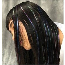 Cadı Aksesuar HT08 Simli Karışık Renk A Kalite- Pratik Saça Bağlama Yöntemiyle Kullanılan Uzun 110-120 cm