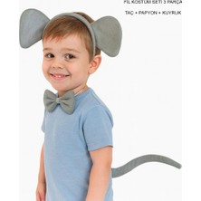 Flamex Fil Kostümü Aksesuar Seti 3 Lü - Taç Papyon Kuyruk (5047)