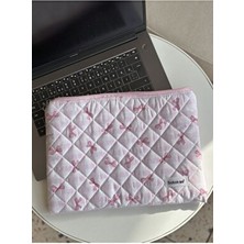 Batekso Pembe Pötikare Kurdele Desenli Laptop - Tablet Çantası 13-14 Inç