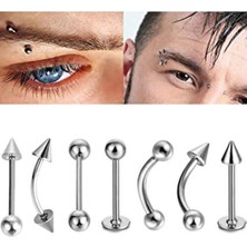 Jaida Moda Gri Cerrahi Çelik 7'li Piercing Seti Unisex Kaş Rook Tragus Helix Parlak Yüzey