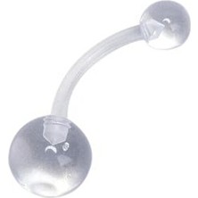 Jaida Moda Kadın Beyaz Bioplast Göbek Piercing 10 mm Antialerjik Esnek Tasarım Plastik Malzeme