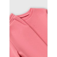Lupinn Kız Bebek Pudra Pembe Eşofman Takımı Pamuklu Yumuşak Dokulu Uzun Kollu Sweatshirt Lastikli Pantolon
