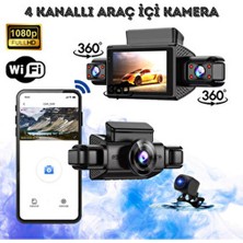 SepetteX 4 Kanallı Araç Içi Kamera Wifi Full Hd 1080P | Ön Arka Iç Yan Kayıt | Gece Görüşlü 7/24 Kayıt Wi-Fi