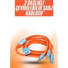 Flamex Çoklu Şarj Kablosu USB Type-C Ios Uyumlu 120W Hızlı Şarj Kablosu