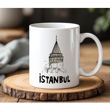 BB Design Istanbul Galata Kulesi Tasarımlı Beyaz Seramik Baskılı Kupa Bardak 330 ml