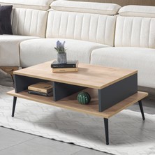 EVMO Home 2009 Şile Metal Ayaklı Orta Sehpa , Salon Sehpası Safir Antrasit