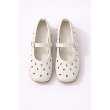 Slipcat Kadın Rahat Taban Kuşgözü Detaylı Bantlı Günlük Babet Ofis Ayakkabı