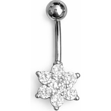 Kadın Beyaz Payetli Göbek Piercingi