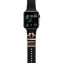 Casen Watch Akıllı Saat Uyumlu Kordon Takısı Şık Charm Seti Pırlanta ve Taç Figürlü Gold Aksesuar Süsü