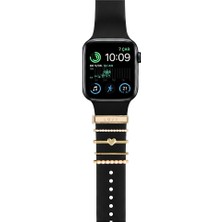 Casen Watch Akıllı Saat Uyumlu Kordon Takısı Şık Charm Seti Love Yazılı Gold Aksesuar Süsü
