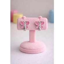 miraç gümüş takı atölyem 925 Ayar Gümüş Mineli Kelebek Kız Çocuk Küpesi . (Klipsli)