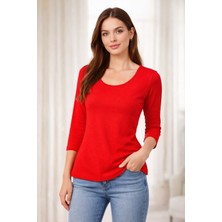 Boutique Moonlight Kırmızı U Yaka Turvakar Kollu Bluz