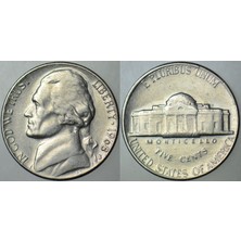 Banknoting Amerika 5 Cent 1968 S Jefferson Nıckel.