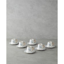 Lavendpetal 12 Parça Bone China Kahve Fincan Takımı, 80 Ml, Mavi